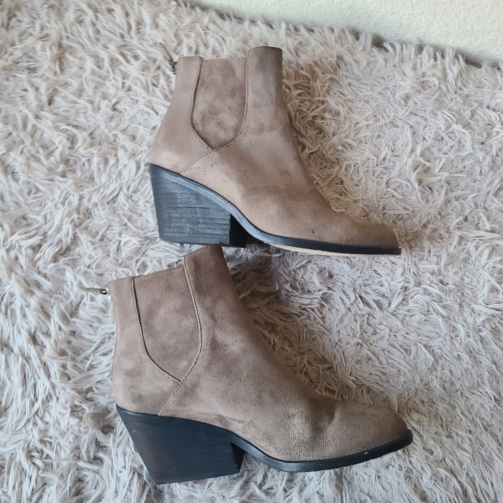 EILEEN FISHER Ankle Boots Booties Taupe Gray Soft Suede Leather Women's … - Picture 7 of 13